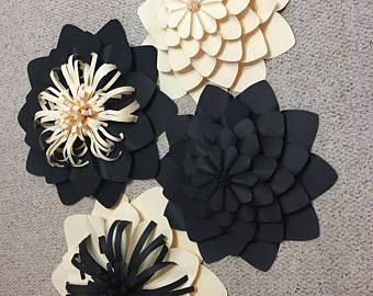 Black Paper Flower Backdrop, Fabric Giant Flower, Giant Wall Flowers Cricut, Giant Lotus Paper Flower, Giant Flower Svg, Paper Sunflowers, Etsy Shop Banner, Paper Flower Wall Decor, Etsy Banner