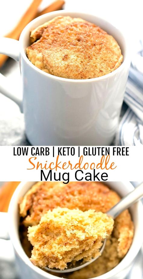 Mug Cake Low Carb, Snickerdoodle Mug Cake, Microwave Mug Cake, Low Carb Mug Cakes, Gluten Free Snickerdoodles, Microwave Mug, Keto Gluten Free, Snickerdoodle Cookie, Cake Form