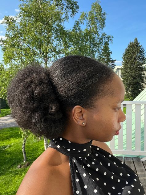 Low Puff Ponytail, Low Afro Puff, Low Puff Natural Hair 4c, Low Puff Natural Hair, High Puff Natural Hair 4c, Mielle Rosemary Mint, Afro Puff Hairstyles, Low Puff, Afro Puff Ponytail