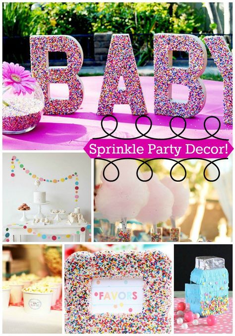 Sprinkle Party Decor & Lots More Ideas Too! - B. Lovely Events Sprinkles Centerpiece Ideas, Sprinkle Decor, Sprinkle Theme Party, Sprinkles Baby Shower Ideas Girl, Baby Sprinkle Decor, Sprinkle Party Ideas, Sprinkle Ideas, Sprinkle Shower Ideas, Sprinkled With Love Decorations