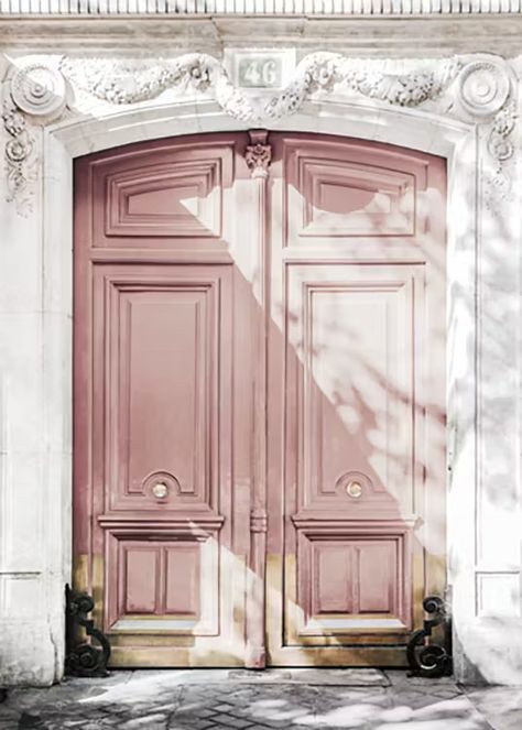 Dusty Pink Door Poster - Pink double-door - desenio.com Pink Doors, Pink Front Door, Door Poster, Large Door, Wall Inspiration, Pink Door, Cool Doors, White Building, Gallery Walls