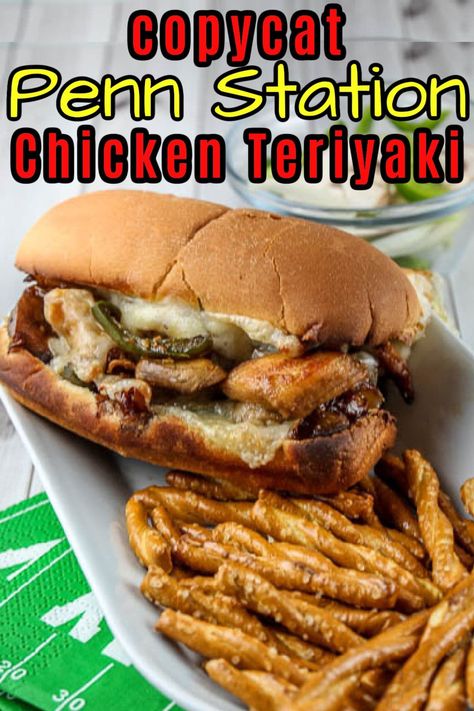 The Penn Station Chicken Teriyaki sub is one of my favorite Cincinnati area sandwiches and it is so delicious! It’s tangy and filled with chicken, veggies and – of course – cheese! You’ll love it! Penn Station Chicken Teriyaki, Chicken Teriyaki Sandwich Recipes, Chicken Hoagie Recipes, Chicken Subs Recipes, Dinner Subs, Hot Subs Sandwiches Ideas, Chicken Teriyaki Sandwich, Teriyaki Sandwich, Teriyaki Chicken Sandwich