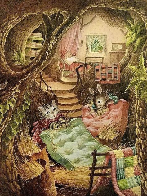 Underground Illustration, Cottage Illustration, Woodland Animal Art, Storybook Art, Type Illustration, Art Hobbies, Fairytale Art, Woodland Creatures, Childrens Illustrations