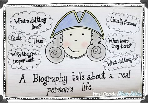 Writing Biographies! - Would be great for Famous American unit http://thepopc.com/famous-american-quotes/ Biography Anchor Chart, Biographies Anchor Chart, Biography Project Elementary, Biography Project, 2nd Grade Writing, 1st Grade Writing, First Grade Writing, Reading Anchor Charts, Teaching Ela