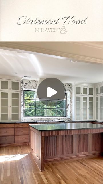 Mid-West & Co. on Instagram: "Listen in as Janna shows off this statement hood right in front of a window—talk about layers of style AND function! 🙌 And don’t even get us started on that marble splash with the quirk mitered edge... swoon. 😍 Be sure to let us know what you think! 

Project \ #villaviola 
Design \ @mid_westandco 

#interiordesign #kitchendesign #midwestandco" Windows In Kitchen, Kitchen Bay Window, Kitchen Sink Window, Vent Hood, Oven Range, Range Hood, Window Design, Kitchen Designs, Beautiful Kitchens