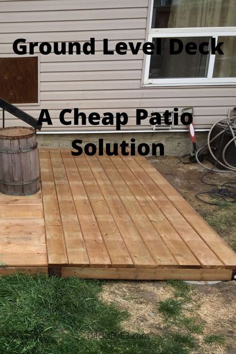 Ground Level Decks, Diy Patio Ideas, Ground Level Deck, Building A Floating Deck, Easy Patio, Diy Backyard Patio, Patio Deck Designs, Cheap Patio, Pallet Patio