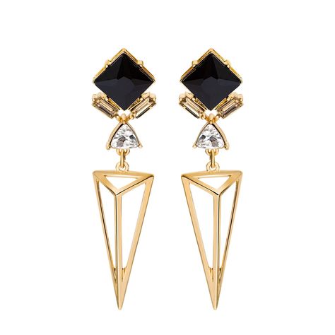 PRICES MAY VARY. The 1920s’ Art Deco Style: The geometric design is reminiscent of the Great Gatsby era, making it the ideal accessory for any Art Deco themed party or event. The black and gold color combination adds an extra touch of sophistication and class, making it the perfect addition to any outfit. Bold Geometric Design: The minimalist gold triangle dangles gracefully, highlighting your feminine neck and delicate collarbone. The black and gold color combination adds an extra touch of soph 1920s Earrings, Art Deco Inspired Jewelry, Black And Gold Earrings, Minimalist Art Deco, Gold Color Combination, Bridal Jewelry Vintage, Onyx Crystal, Gold Earrings For Women, Deco Earrings