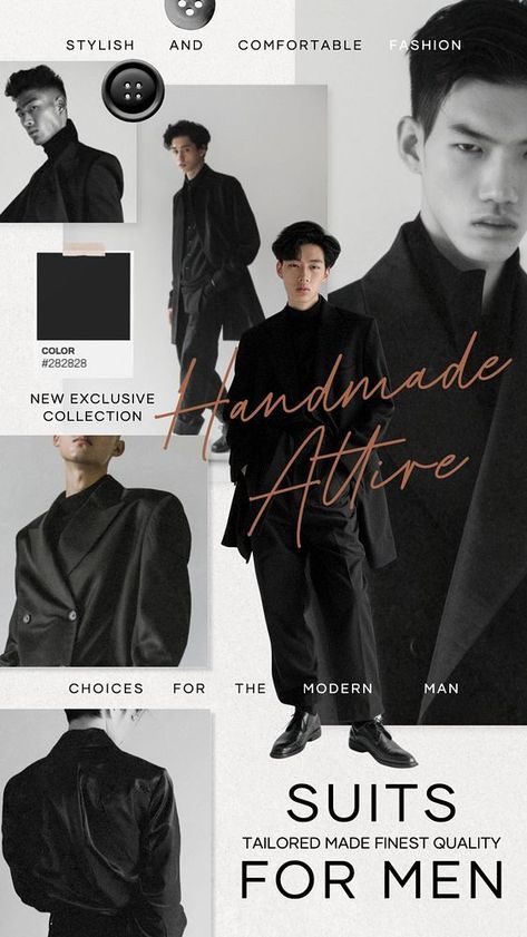 Fashion men's suits mood board mockup, editable design | premium image by rawpixel.com / Tang Mood Board Fashion Inspiration, Collage Idea, Photo Collage Design, Fashion Moodboard, Magic Mirror, Awesome Designs, Fashion Mood Board, Fashion Collage, Mens Wear