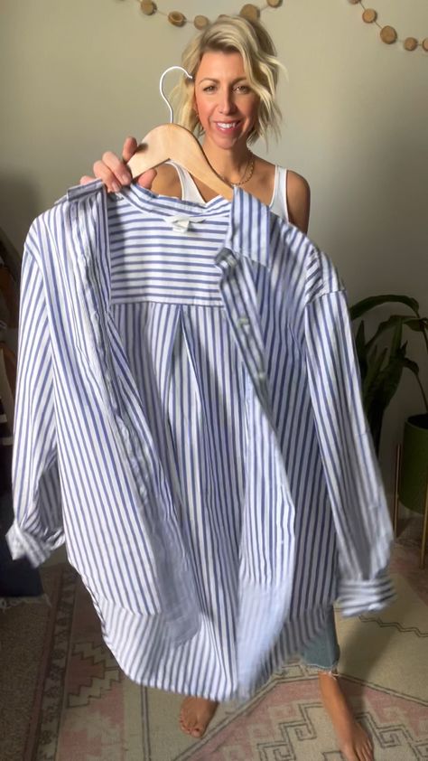 Cotton Poplin Shirt curated on LTK Oversize Poplin Shirt Outfit, Strip Blue Shirt Outfits, Striped Poplin Shirt Outfit, Oversized Poplin Shirt Outfit, Oversized Striped Shirt Outfit, Poplin Shirt Outfit, Oversized Poplin Shirt, Oversized Striped Shirt, H&m Shirts