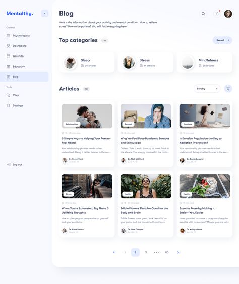 Mental Health Application on Behance Clients Web Design, Blog Ux Design, Modern Blog Website Design, Blogs Ui Design, Blogs Website Design, Blog Ui Design Website, Card Ui Design Website, Blog Ui Design, Ui Card Design