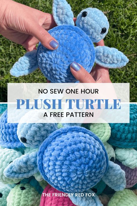 No Sew Crochet Turtle Amigurumi Plush No Sew Crochet, Turtle Amigurumi, Crochet Turtle Pattern, Plush Crochet, Poncho Crochet, Amigurumi Plush, Easy Crochet Animals, Quick Crochet Patterns, Crochet Turtle