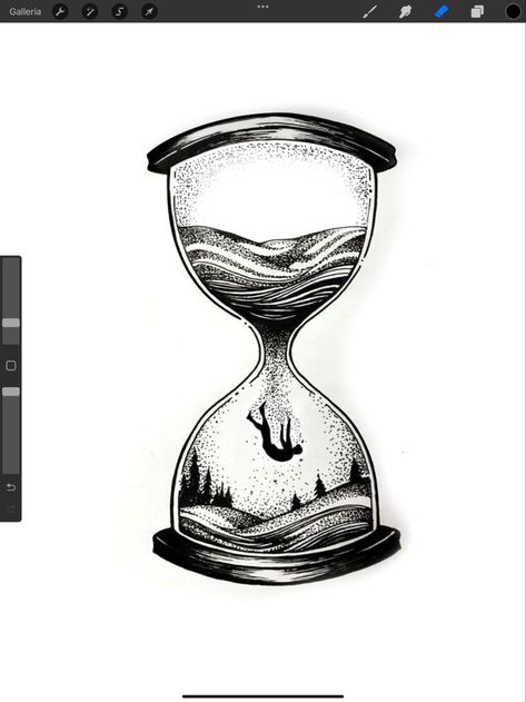 Sandglass Drawing, Sand Time Tattoo, Sandglass Tattoo, Sand Clock Tattoo, Hourglass Drawing, Element Tattoo, Tattoo Modern, Hourglass Tattoo, Petit Tattoo