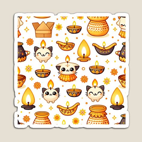 Get my art printed on awesome products. Support me at Redbubble #RBandME: https://www.redbubble.com/i/magnet/Diwali-themed-Floral-lamp-pattern-by-Olivia-Icon/165954774.TBCTK?asc=u Doodles For Stickers, Diwali Stickers, Lamp Pattern, Floral Lamp, Decorative Lamps, Festival Of Lights, For Stickers, Festival Lights, Lamp Decor