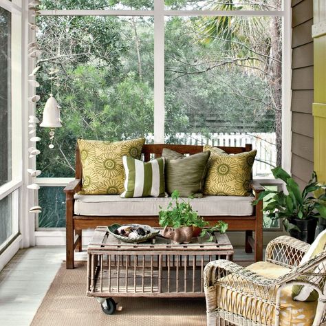 Cohesive Screened Porch Repurposing Antiques, Small Back Porches, Screened In Porch Furniture, Screened Porches, Porch Addition, Porch Living, Building A Porch, Home Improvement Loans, Sun Porch