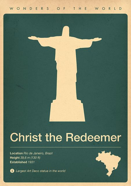 Christ the Redeemer, Brazil - Wonders of the World minimalist poster Christ The Redeemer Brazil, Brazil Art, Art Deco Statue, 7 Wonders, Christ The Redeemer, Up Book, Colorful Landscape, Minimalist Poster, Color Swatches