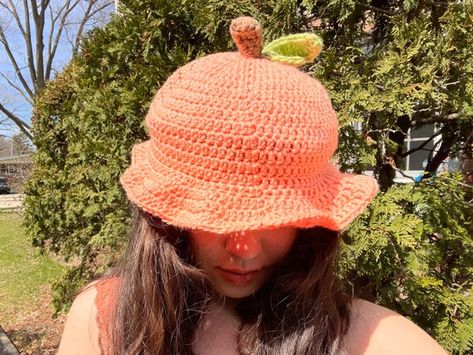 Crochet Fruit Bucket Hat, Crochet Peach Hat, Fruit Bucket Hat Crochet, Crochet Pumpkin Bucket Hat, Fruit Hat Crochet, Crochet Fruit Hat, Fruit Bucket Hat, Crocheted Fruit, Fruit Bucket