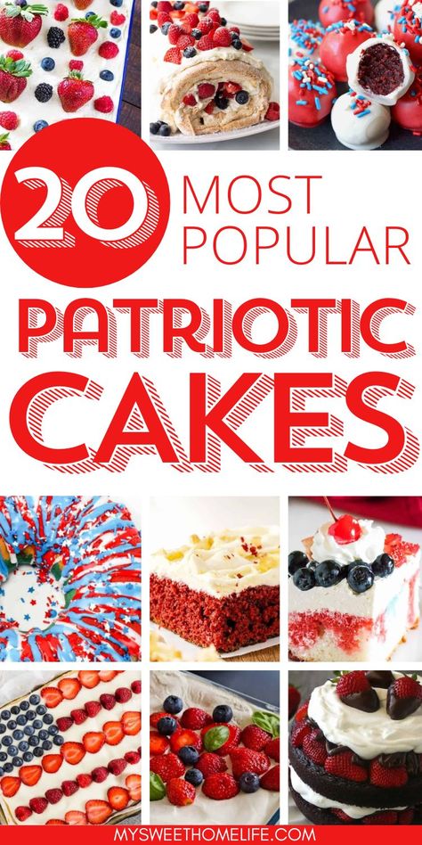 These mouth-watering patriotic cakes are sure to impress your guests and ignite your patriotic spirit. Enjoy the classic poke cake or indulge in the rich and velvety texture of a red, white, and blue velvet cake. With their vibrant colors and irresistible flavors, these cakes are an edible celebration!. 4th of July dessert. Patriotic dessert. Red white and blue cake. July 4 Cake Ideas, Red White Blue Cake Ideas, Red White And Blue Cake Ideas, Patriotic Cakes Ideas, Red White And Blue Cakes, July 4th Cakes, Patriotic Cake Ideas, Patriotic Dessert Table, Patriotic Cake Decorating