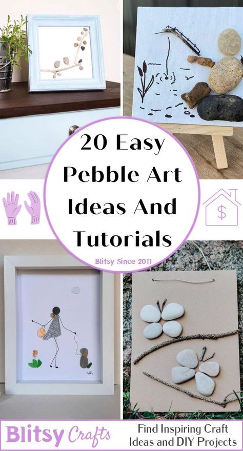 20 Pebble Art Ideas for Beginners - Blitsy Craft With Rocks, Pebble Art Fish, Beach Stone Art Ideas, Crafts Using Rocks Pebble Art, Pebble Art On Canvas, Pebble Crafts Diy, Diy Crafts For Beginners, Rock People Craft Pebble Art Diy, Family Pebble Art Pictures