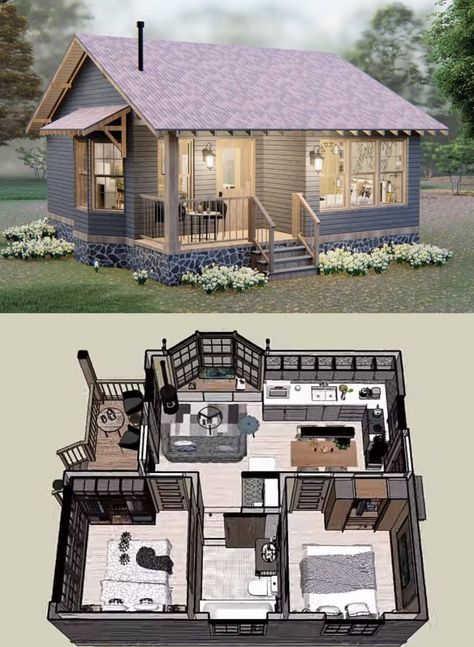 Cottage House Designs, Small House Blueprints, Small Cottage House Plans, Tiny House Luxury, Affordable Homes, Shed To Tiny House, Tiny House Layout, Tiny House Inspiration, Tiny House Floor Plans