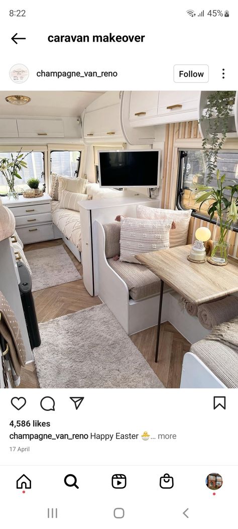 Sage Green Caravan Interior, Campervan Colour Schemes, Touring Caravan Interior Ideas, Touring Caravan Makeover, Caravan Interior Makeover, Caravan Life, Rv Interior Remodel, Camper Design, Caravan Ideas