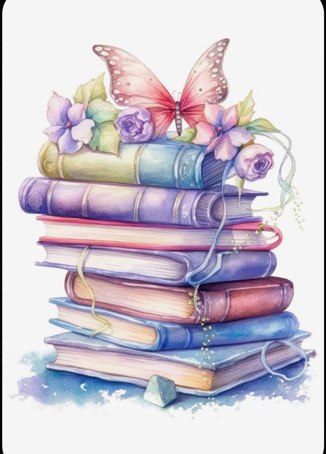 Books With Flowers, Magic Books, Mythical Beasts, Book Theme, Watercolor Books, Book Wallpaper, Lock Screens, Album Scrapbooking, Acrylic Painting For Beginners