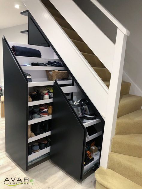 Shoe rack under stairs