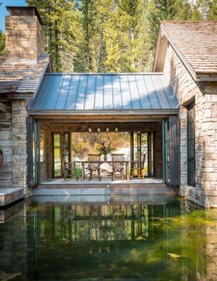 Contemporary Rustic Mountain Retreat-JLF Architects-06-1 Kindesign Wyoming Mountains, Outdoor Dining Room, Rustic Contemporary, Mountain Retreat, 인테리어 디자인, Rustic Style, Future House, Wyoming, A House