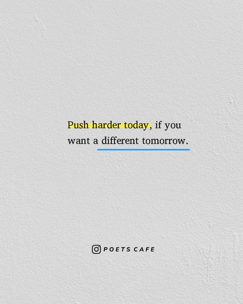 If you push hard today, you can break through your barriers and create a whole new tomorrow full of possibilities and success. With a little hardwork and dedication, you can make tomorrow the start of something better and more meaningful. Don't let your present challenges stop you from believing in the potential of tomorrow. Work hard, be creative and make it happen. You can create a brighter tomorrow. ♡ Tomorrow Will Be Better Quotes, Tomorrow Quotes, Yellow Quotes, Energy Vibes, Now Quotes, Sport Quotes Motivational, Inspo Quotes, Minimal Wallpaper, Hard Work Quotes