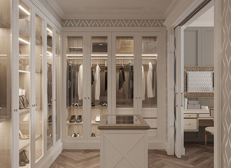 Closet Room Luxury, Classic Dressing Room, Behance Bedroom, Enscape Rendering, Modern Classic Bedroom, Tudor Manor, Classic Bedroom Design, Dressing Room Closet, Beautiful Closets