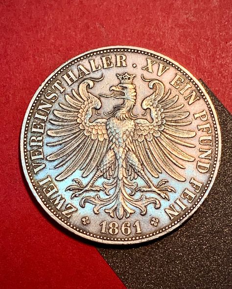 MY COLLECTION COIN, GERMAN STATES,FRANKFURT AM MAIN 2 Thaler - 3-1/2 Gulden - 1861 - Frankfurt German Coins, My Collection, Coin, Frankfurt