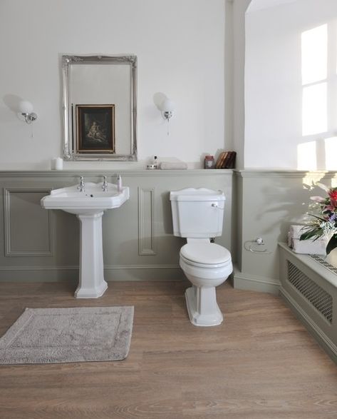 24 Ideas for Using Panelling in Your Bathroom | Houzz IE Vanity Chair Ideas, Bathroom Vanity Chair, Beadboard Bathroom, Beach House Bathroom, Bathroom Paneling, Mold In Bathroom, Bathroom Stool, Cottage Bathroom, Chair Ideas