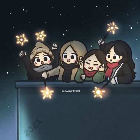 Group Icon For 4 Friends, Group Of 4 Friends Cartoon, 4 Group Of Friends Cartoon, Aesthetic Group Pfp, 4 Girls Squad, Friend Group Pfp, Kpop Illustration, Blackpink Cartoon, Group Pfp