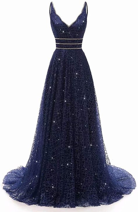 Purple Long Dress Prom, Deep Blue Gown, Starry Night Dress Prom, Night Court Dress, Clue Characters, Angelic Outfits, Celestial Style, Formal Dress Gown, Prom Inspo