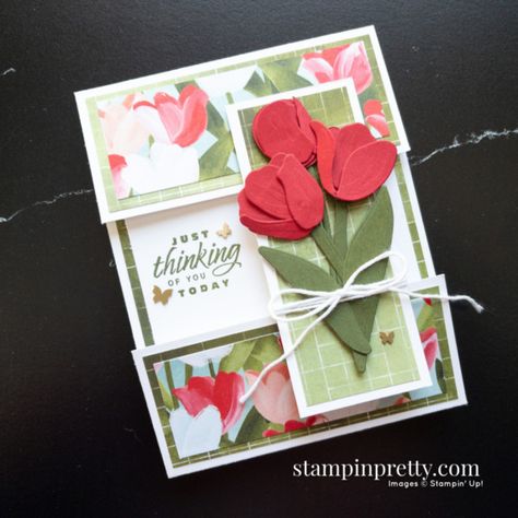 Stampin Up Flowering Tulips, Tulip Cards, Candy Giveaway, Cardmaking Techniques, Tulips Card, Tulip Field, Mary Fish, Stampin Pretty, Tulip Fields