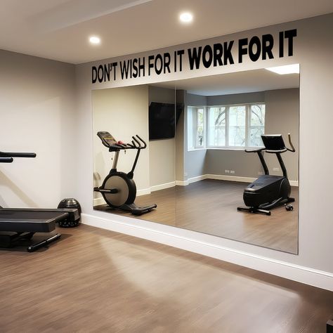 Don't Wish for It, Work for It Motivational Quote Fitness Wall Decal, Inspirational Wall Decal, Garage Gym, Home Gym Decor, Vinyl Lettering - Etsy UK Home Gym Design Basement, Workout Room Decor, Inspirational Wall Decals, Home Gym Decor, Gym Home, Work For It, Home Gym Design, Gym Ideas, Gym Decor