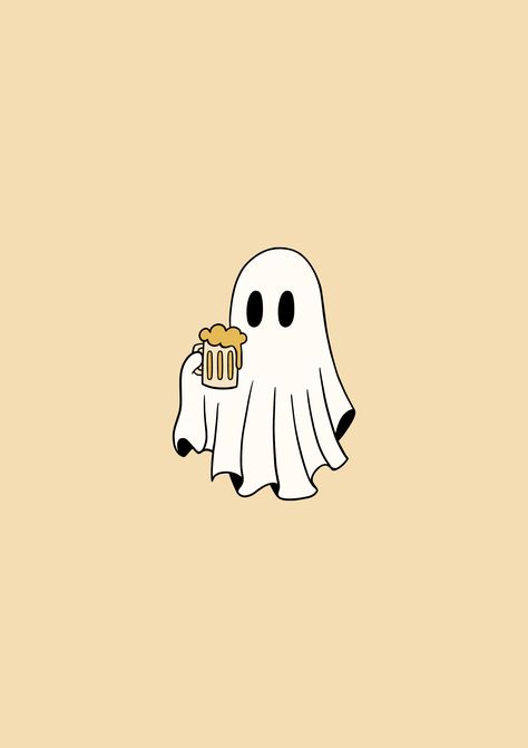 Spooky Ghost Wallpaper, Ghost Aesthetic Cartoon, Cute Spooky Wallpaper, Ghost Phone Wallpaper, Fall Wallpaper Halloween, Cute Ghost Wallpaper, Wallpaper Iphone Halloween, Wallpaper Autumn Aesthetic, Spooky Season Wallpaper