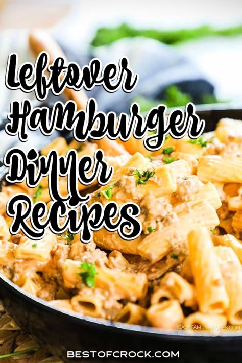 These easy leftover hamburger meat recipes for dinner can help you prepare a quick meal for yourself or your family while keeping your grocery budget in check. Easy Recipes with Beef | Easy Ground Beef Dinner Recipes | Dinner Recipes with Ground Beef | Leftover Ground Beef Recipes | Leftover Hamburger Meat Ideas | Easy Dinner Recipes | Quick Dinner Recipes | Leftover Lunch Recipes via @bestofcrock Hamburger Meat Ideas, Easy Recipes With Beef, Leftover Hamburger Meat, Leftover Ground Beef Recipes, Leftover Hamburgers, Hamburger Meat Recipes For Dinner, Leftover Ground Beef, Easy Ground Beef Dinner Recipes, Top Crockpot Recipes