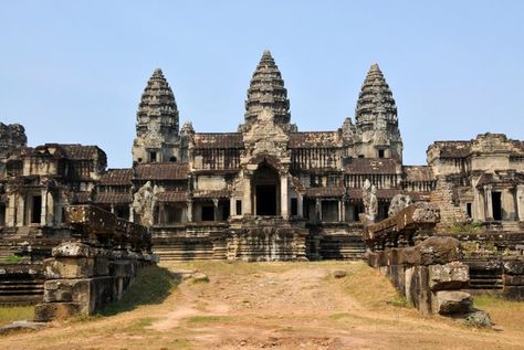 Pin for Later: The Most Amazing (but Budget-Friendly) Honeymoon Destinations Angkor Wat, Siem Reap, Cambodia Budget Friendly Honeymoon Destinations, Angkor Thom, Angkor Wat Temple, Khmer Empire, Siem Reap Cambodia, Disney Magic Kingdom, Romantic Honeymoon, Hindu Temple, Angkor Wat