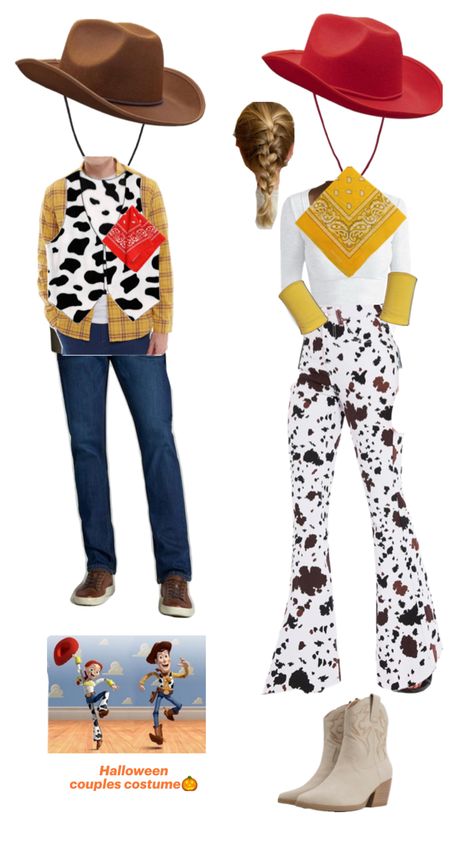 Woody & Jessie Toy Story Toy Story Costume, Woody And Jessie Costumes, Woody Toy Story Costume, Jessie Toy Story Costume, Woody Costume, Woody And Jessie, Toy Story Costumes, Jessie Toy Story, Christmas Party Outfit