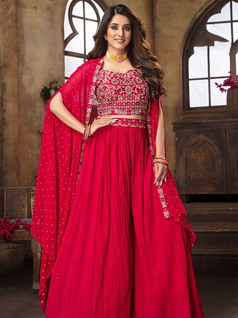 Shrug Sharara Suit, Sharara Top Designs For Wedding, Haldi Outfit With Shrug, Dark Pink Indian Outfit, Sharara Designs With Shrug, Suit For Diwali Festival, Sharara Suit With Shrug, Sharara Crop Top With Shrug, Dress For Festival Indian