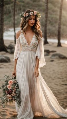 Beach Wedding Dress Ideas, Convertible Wedding Dresses, Small Beach Weddings, Casual Beach Wedding, Beach Wedding Gown, Ocean Wedding, Boho Beach Wedding, Beach Wedding Dress Boho, Wedding Dresses Ideas