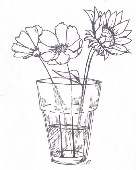 Water Cup Tattoo, Cup Pouring Water Drawing, Full Cup Tattoo, Cup With Straw Drawing, Glass Cup Tattoo, Glass Vase Tattoo, Glass Of Water Tattoo, Glass Cup Drawing, Glass Half Full Tattoo