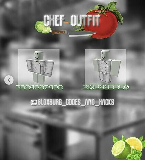 Roblox Bloxburg Chef Outfit Codes, Roblox Chef Outfit Code, Bloxburg Hotel Worker Outfit Codes, Bloxburg Hotel Uniform Codes, Bloxburg Hotel Outfit Codes, Cafe Worker Outfit Bloxburg Codes, Bloxburg Worker Outfit Codes, Theater Outfit Ideas, Bloxburg Resort