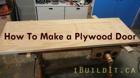 Sliding Plywood Door, Diy Plywood Door, How To Make A Door, Diy Exterior Door, Plywood Doors, Cheap Plywood, Plywood Door, Make A Closet, Entry Door Designs