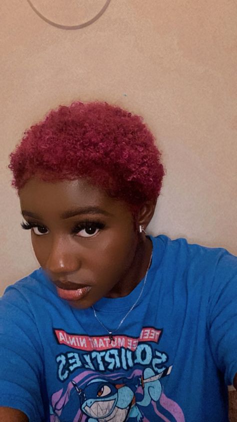 Dyed Short Hair Ideas Black Women, Red Twa Natural Hair, Short Dyed Hair Ideas, Quick Natural Hair Styles Short, Dye Short Hair, Styles For Short Curly Hair, Natural Hair Styles Curly, Natural Hair Styles Short, Ruby Red Hair