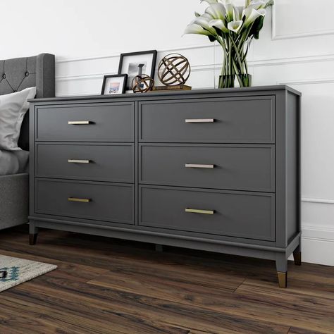 Upcycle Furniture, Grey Dresser, Buyable Pins, Cosmoliving By Cosmopolitan, 1st Apartment, 6 Drawer Chest, Diy Dresser, Wayfair Furniture, Dresser Makeover