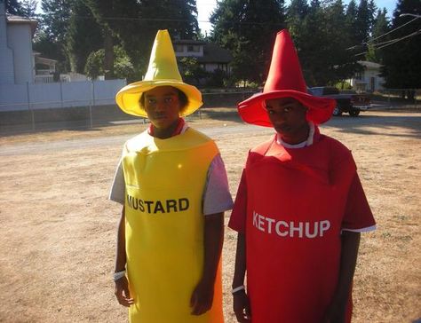 mustard & ketchup Mustard Outfits, Best Mate, Boy Costumes, Shadow The Hedgehog, Ketchup, Marvel Superheroes, Mayonnaise, Costume Ideas, Costume Party