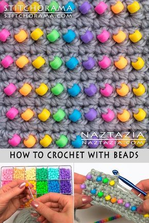 Crocheting With Beads Tutorial, Big Beads Craft, Beads Crochet Patterns, Crochet Bead Patterns Free, Pony Bead Weighted Blanket, Pony Bead Crochet Blanket, How To Crochet Beads Into Work, Beaded Crochet Blanket, Free Bead Crochet Patterns