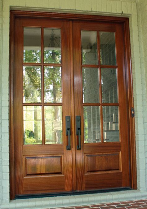 TexasCustomDoors.com: CCD-2871 - Alexandria French 6-Lite TDL Doors Colonial Door, French Entry Doors, Double Front Entry Doors, Double Doors Exterior, French Patio, French Doors Exterior, Mahogany Doors, Brick Molding, Double Door Design