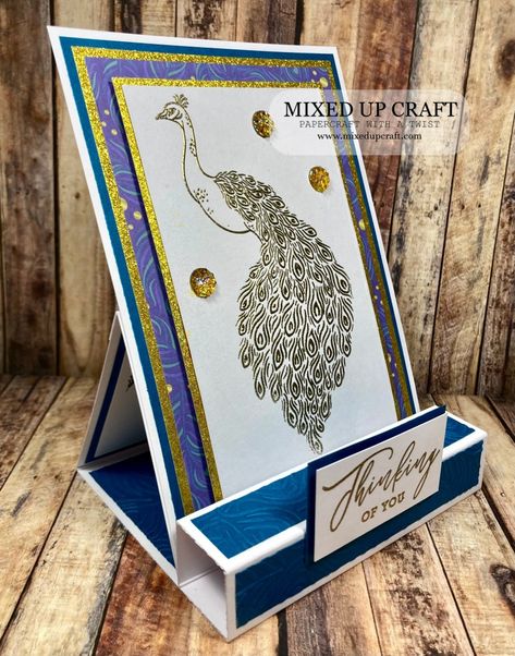 Elegant Pop-Up Easel Block Cards – MIXED UP CRAFT Up Craft, Beautiful Peacock, Spellbinders Cards, Card Pattern, Easel Cards, Fancy Fold Cards, Card Tutorial, Fancy Folds, Stamping Up Cards